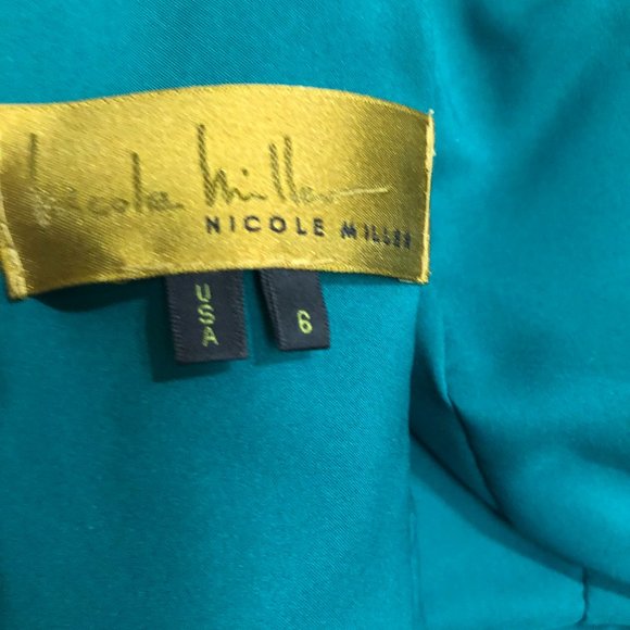 Nicole Miller Gold Label Metallic Ruched Silk Dress - Size 6 - Picture 4 of 10